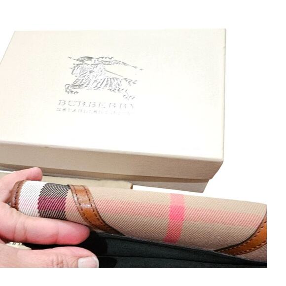 Burberry Brown/Beige House Check Fabric and Leather Leighton Continental Wallet - Picture 6 of 14